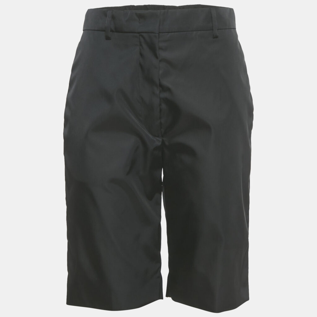 Prada Black Re-Nylon Logo Triangle Shorts S