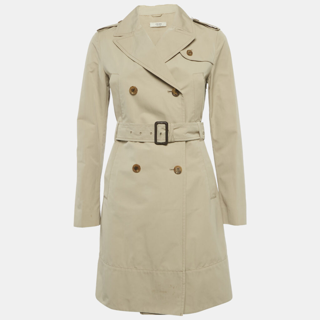 Prada Beige Cotton Blend Trench Coat S