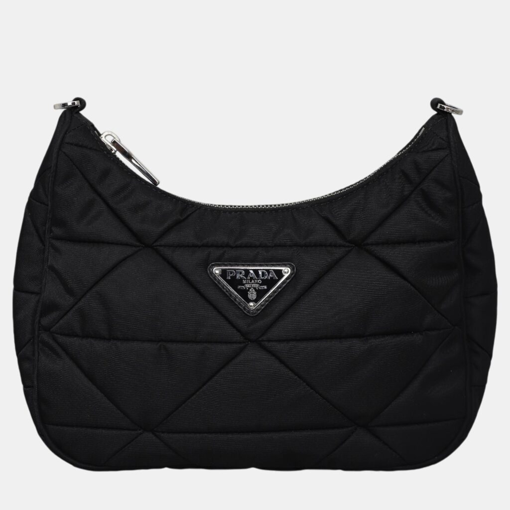 Prada Black Nylon Triangle Padded Shoulder Bag Prada Black Nylon Triangle Padded Shoulder Bag