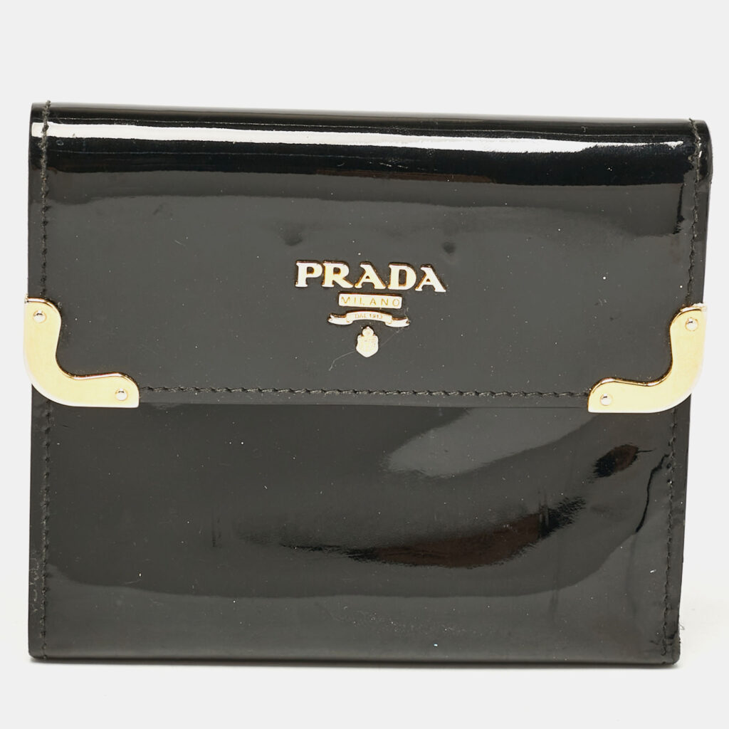 Prada Black Patent Leather Trifold Wallet Prada Black Patent Leather Trifold Wallet