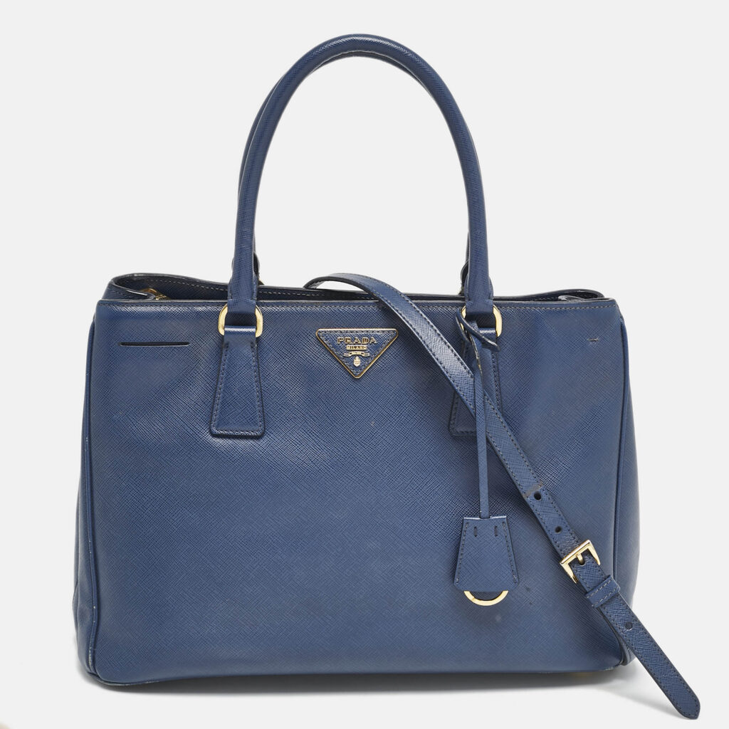 Prada Navy Blue Saffiano Lux Leather Medium Open Tote