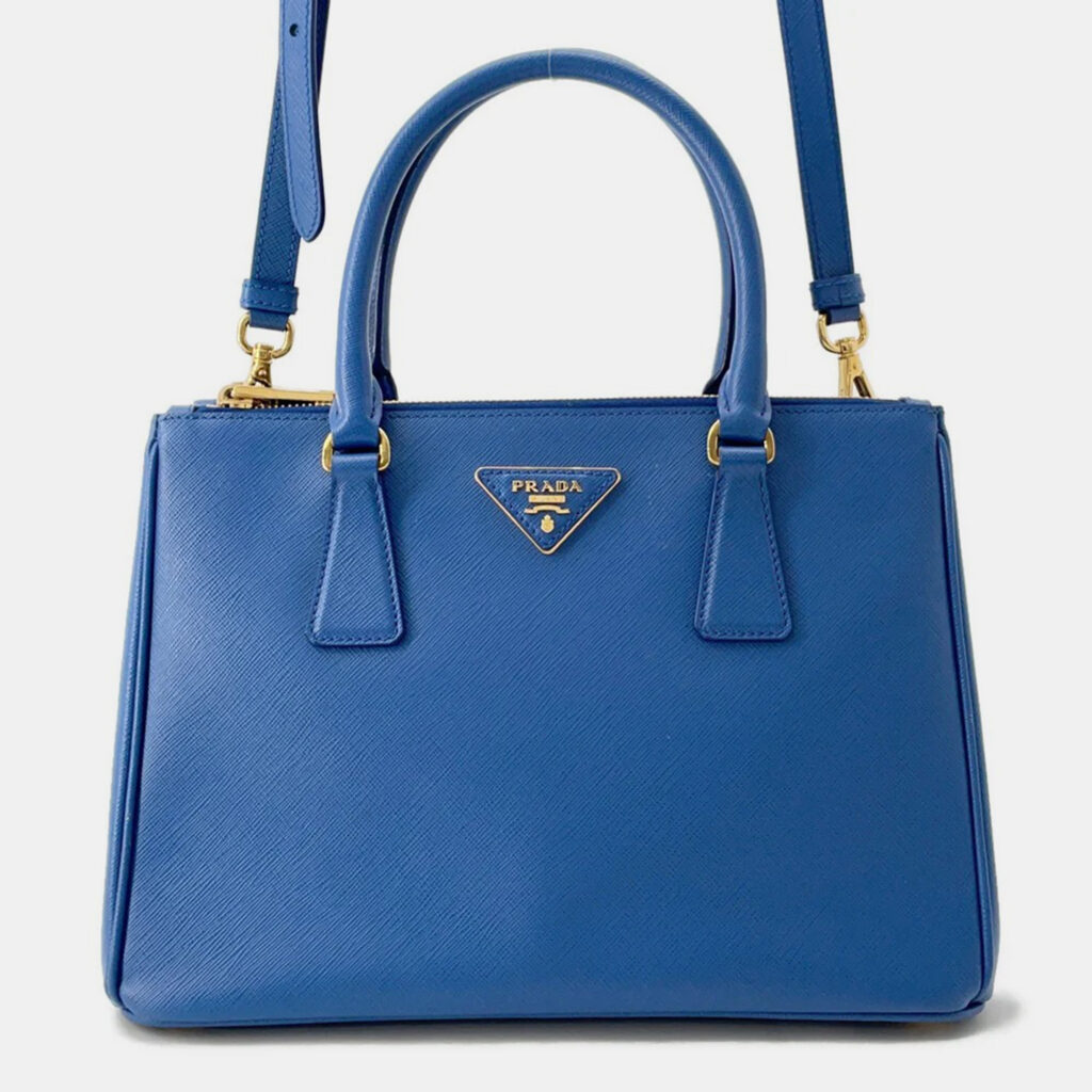 Prada Galleria Blue Leather 2Way Handbag