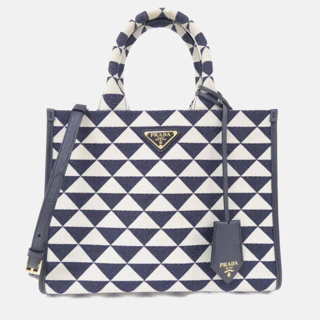 Prada Symbole Shopper Talco Jacquard Tote Bag