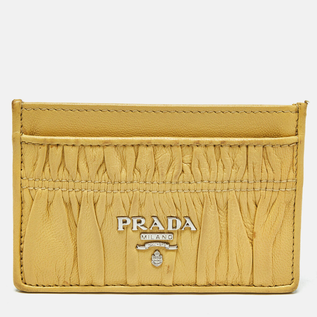 Prada Yellow Gaufre Leather Card Holder Prada Yellow Gaufre Leather Card Holder