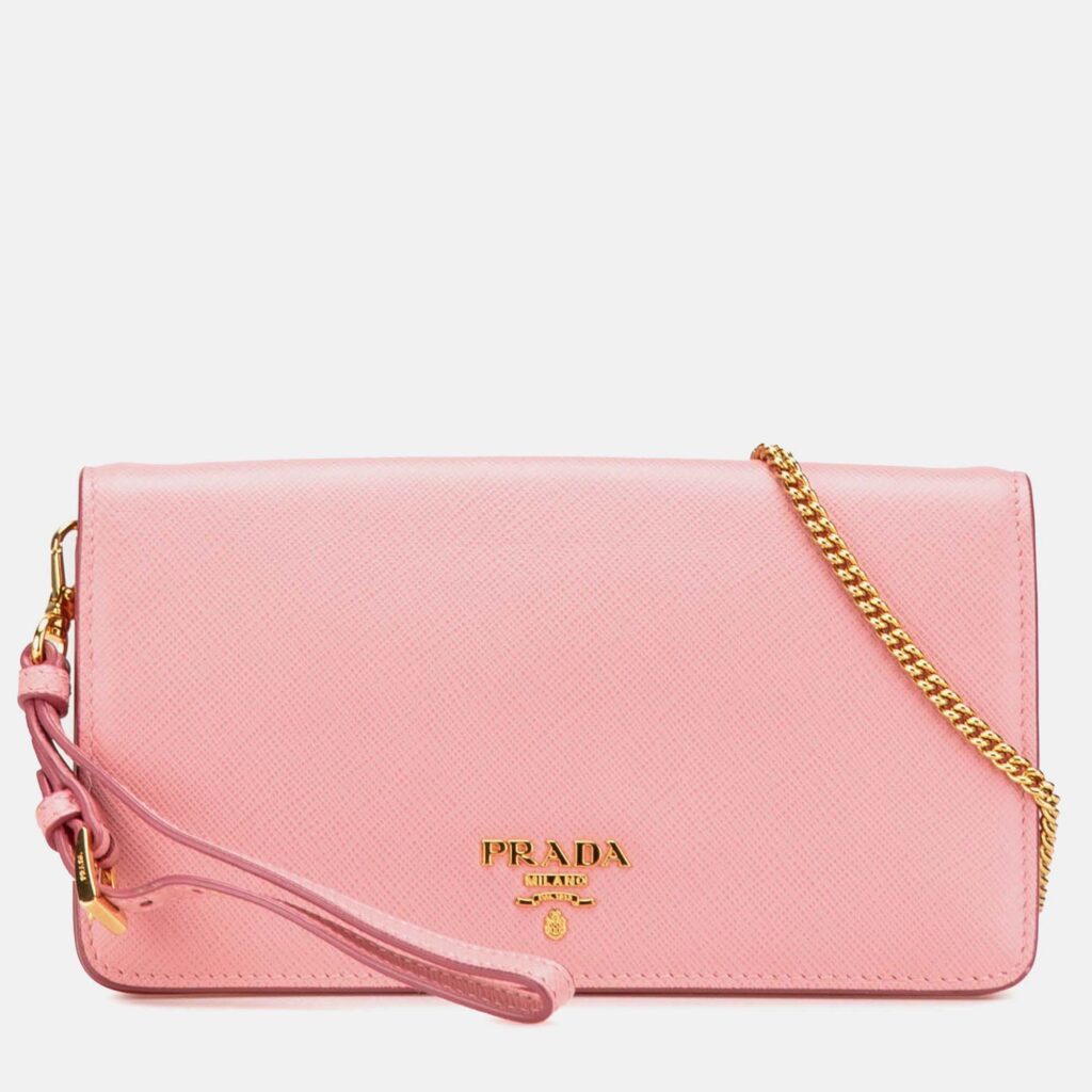 luxury-women-prada-used-handbags-p1182155-010-1.jpg Prada Pink Saffiano Lux Wallet on Chain