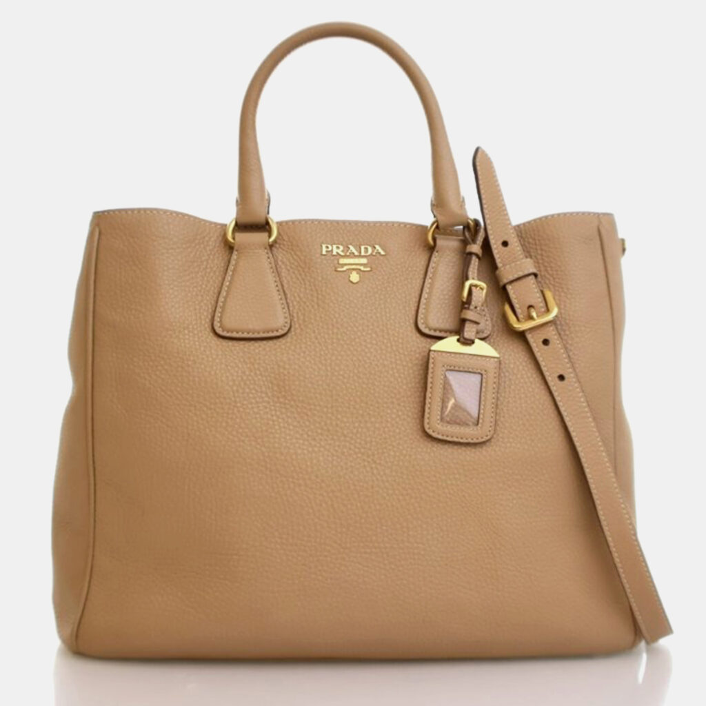 Prada Large Beige Calfskin Vitello Daino Tote Bag Prada Large Beige Calfskin Vitello Daino Tote Bag