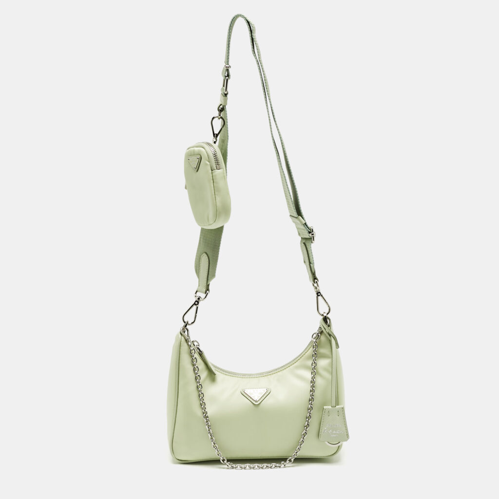 Prada Mint Green Re Nylon and Saffiano Leather Re-Edition 2005 Shoulder Bag