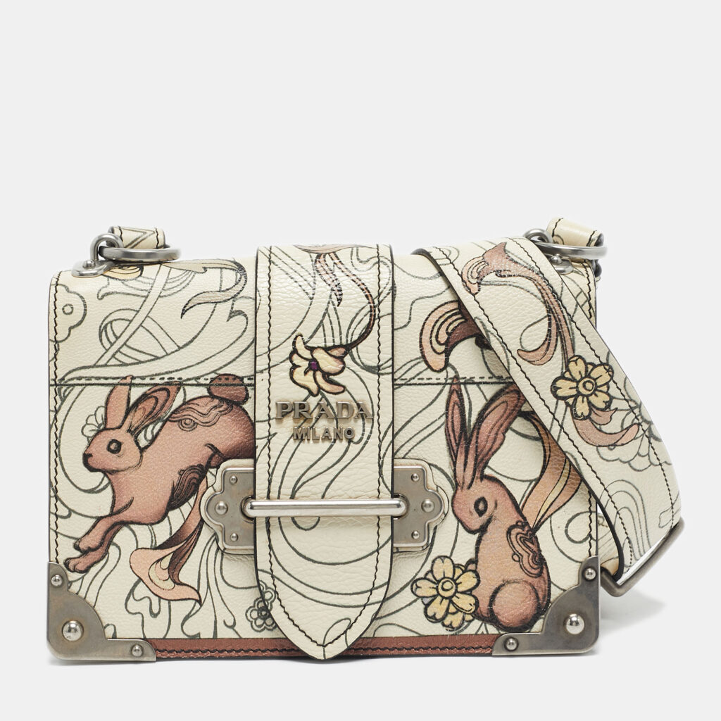 luxury-women-prada-used-handbags-p1187255-003-1.jpg Prada x James Jean Off White Glace Calf Rabbit Print Leather Cahier Shoulder Bag