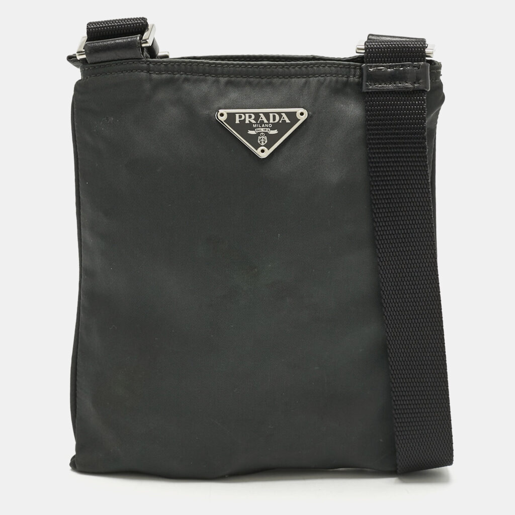 Prada Charcoal Black Nylon Mini Flat Crossbody Bag Prada Charcoal Black Nylon Mini Flat Crossbody Bag