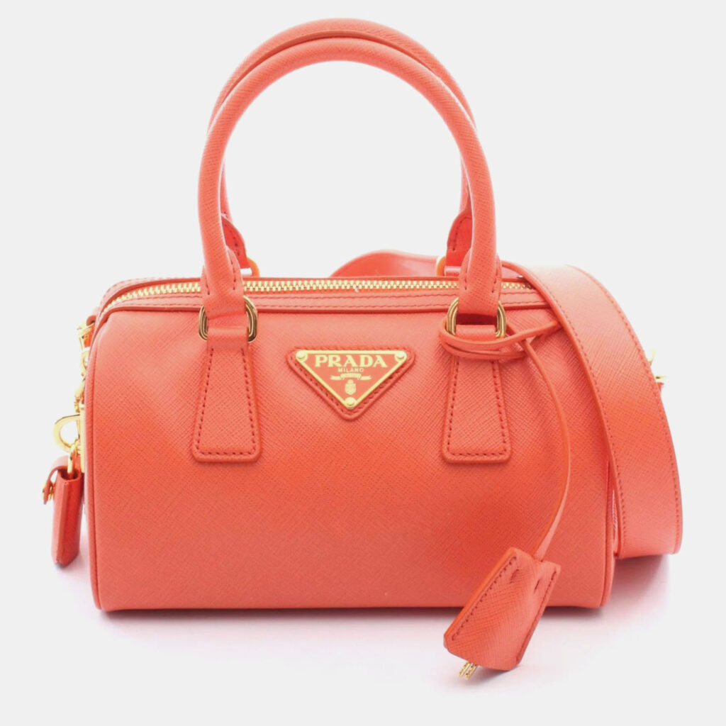 Prada Lux Orange Saffiano Leather Handbag