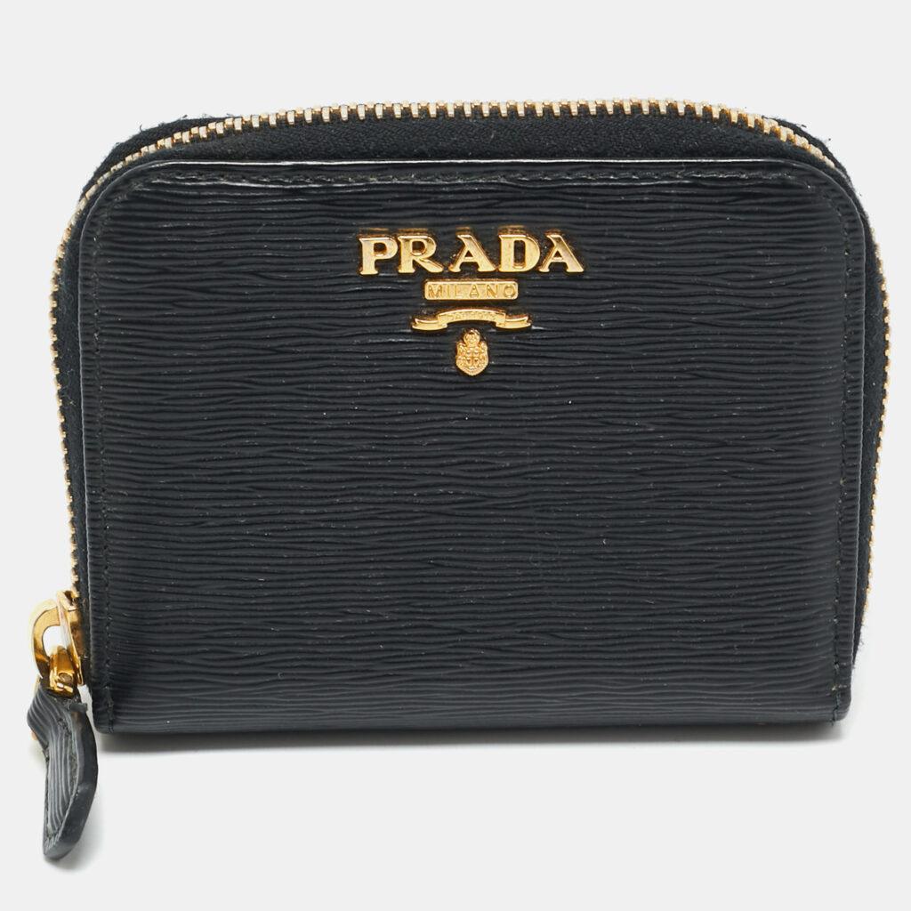 Prada Black Move Leather Leather Zip Coin Purse Prada Black Move Leather Leather Zip Coin Purse