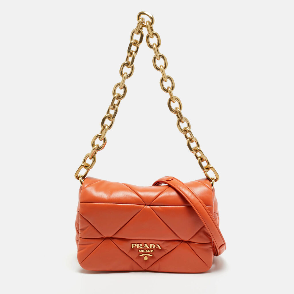 Prada Orange Nappa Leather Patchwork System Shoulder Bag Prada Orange Nappa Leather Patchwork System Shoulder Bag
