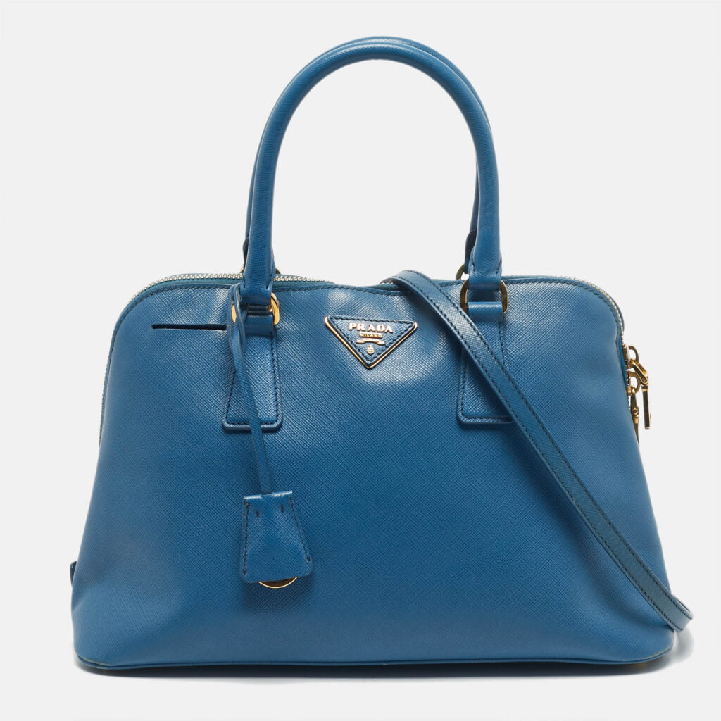 Prada Blue Saffiano Leather Medium Promenade Satchel Prada Blue Saffiano Leather Medium Promenade Satchel