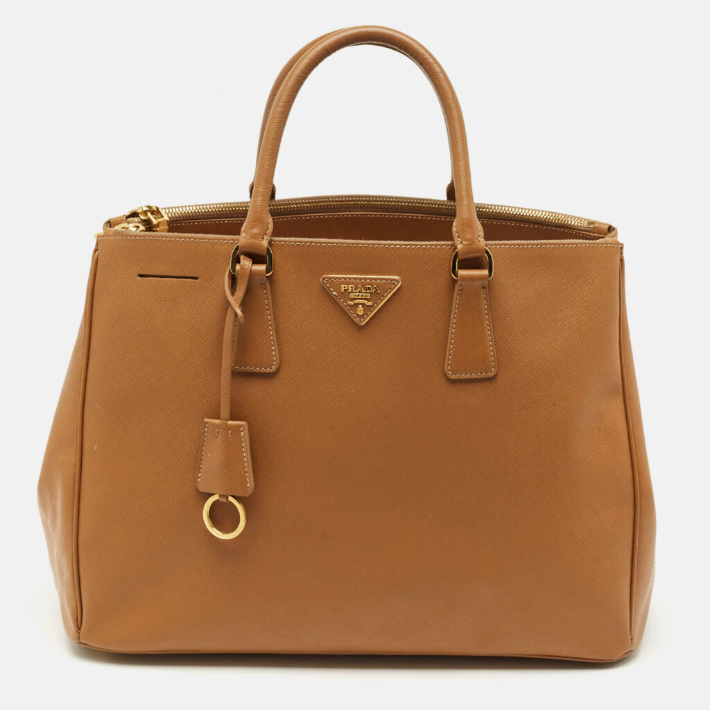 Prada Caramel Brown Saffiano Lux Leather Large Galleria Double Zip Tote Prada Caramel Brown Saffiano Lux Leather Large Galleria Double Zip Tote