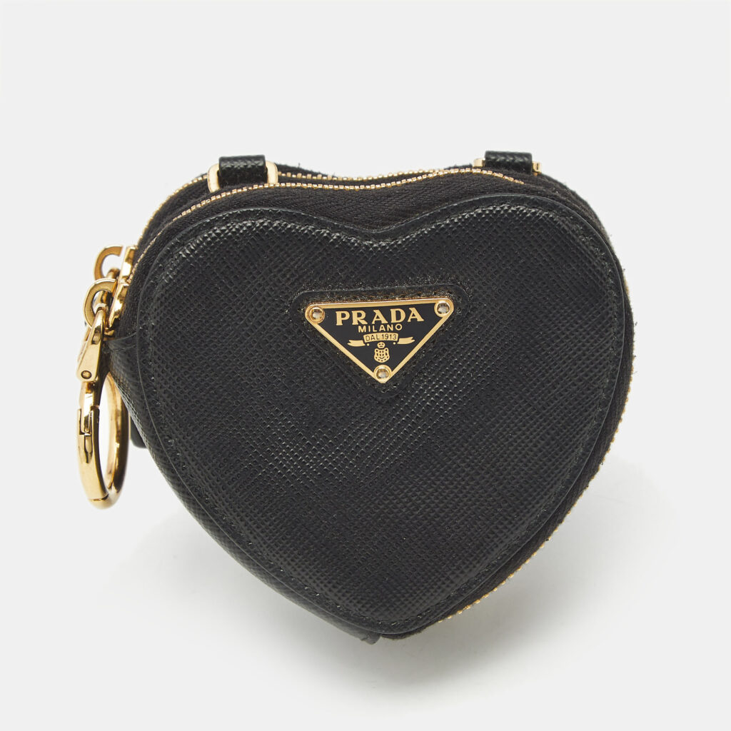 Prada Black Saffiano Leather Heart Double Pouch Prada Black Saffiano Leather Heart Double Pouch