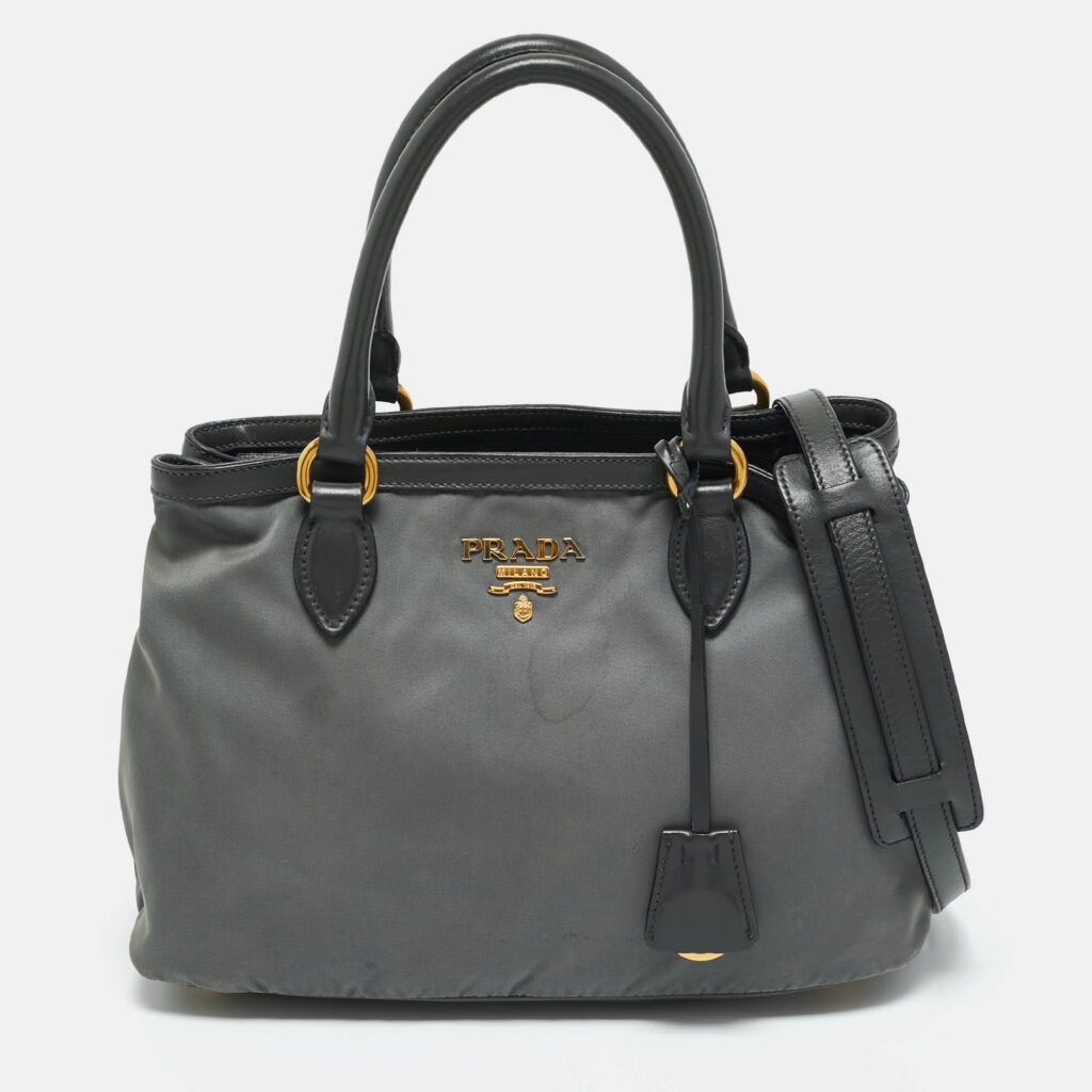 Prada Grey Nylon and Leather Tote Prada Grey Nylon and Leather Tote