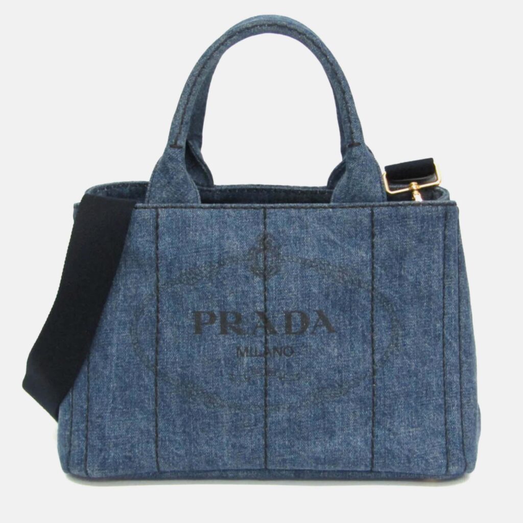 Prada Canapa Blue Denim Tote Bag Prada Canapa Blue Denim Tote Bag