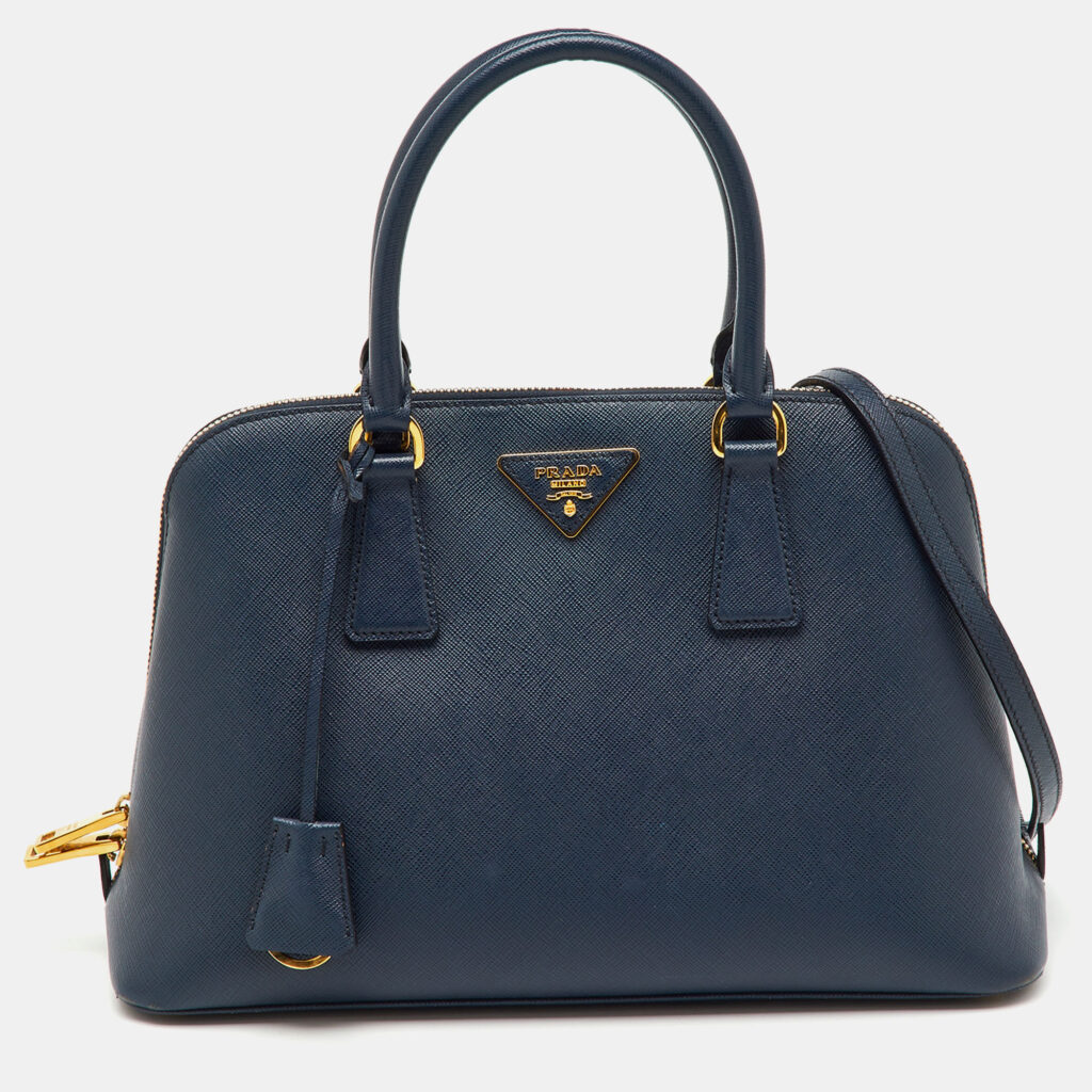 Prada Navy Blue Saffiano Leather Medium Promenade Satchel