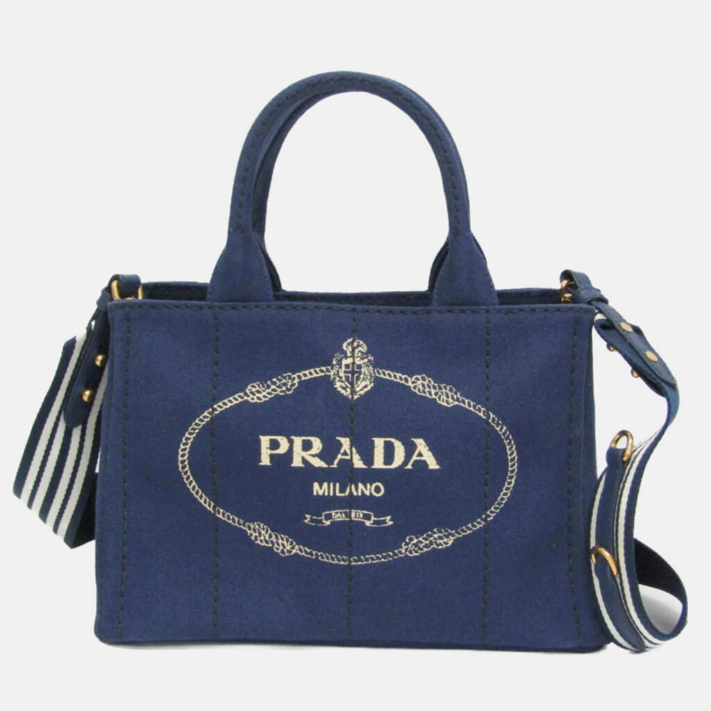 Prada Canapa S Blue Canvas Tote Bag Prada Canapa S Blue Canvas Tote Bag