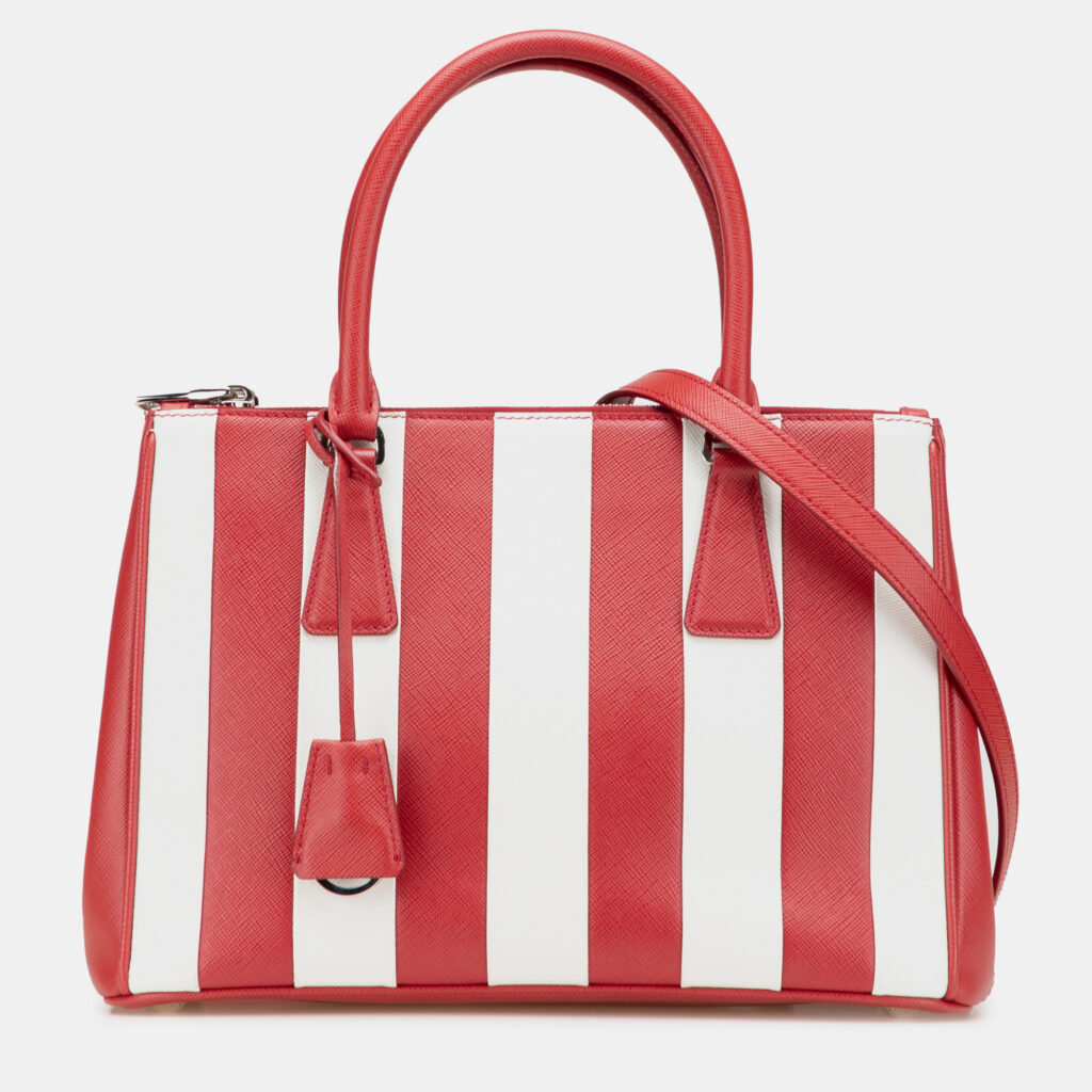 Prada Red Small Bicolor Saffiano Galleria Double Zip Satchel Prada Red Small Bicolor Saffiano Galleria Double Zip Satchel