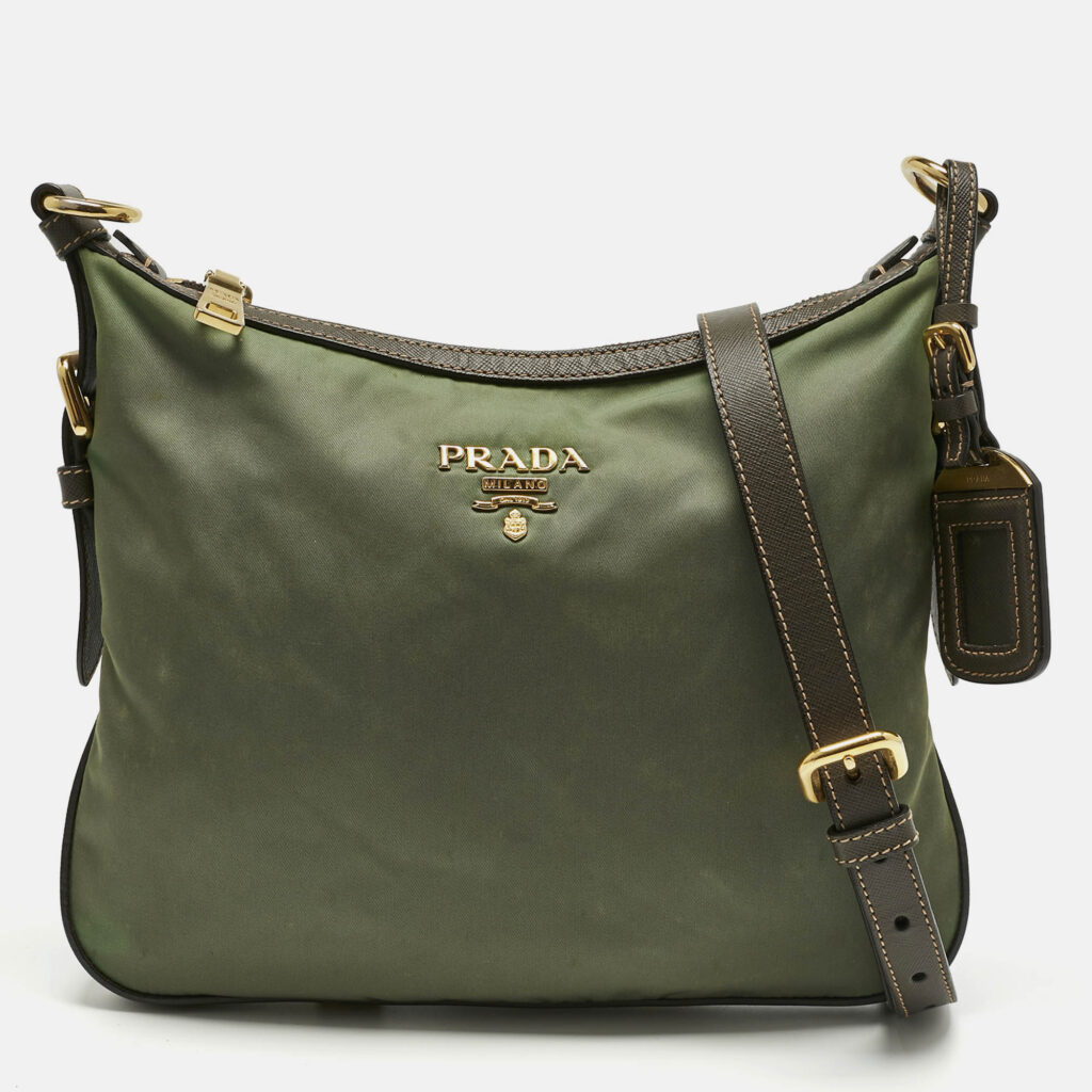 Prada Green/Brown Nylon Flat Messenger Bag Prada Green/Brown Nylon Flat Messenger Bag
