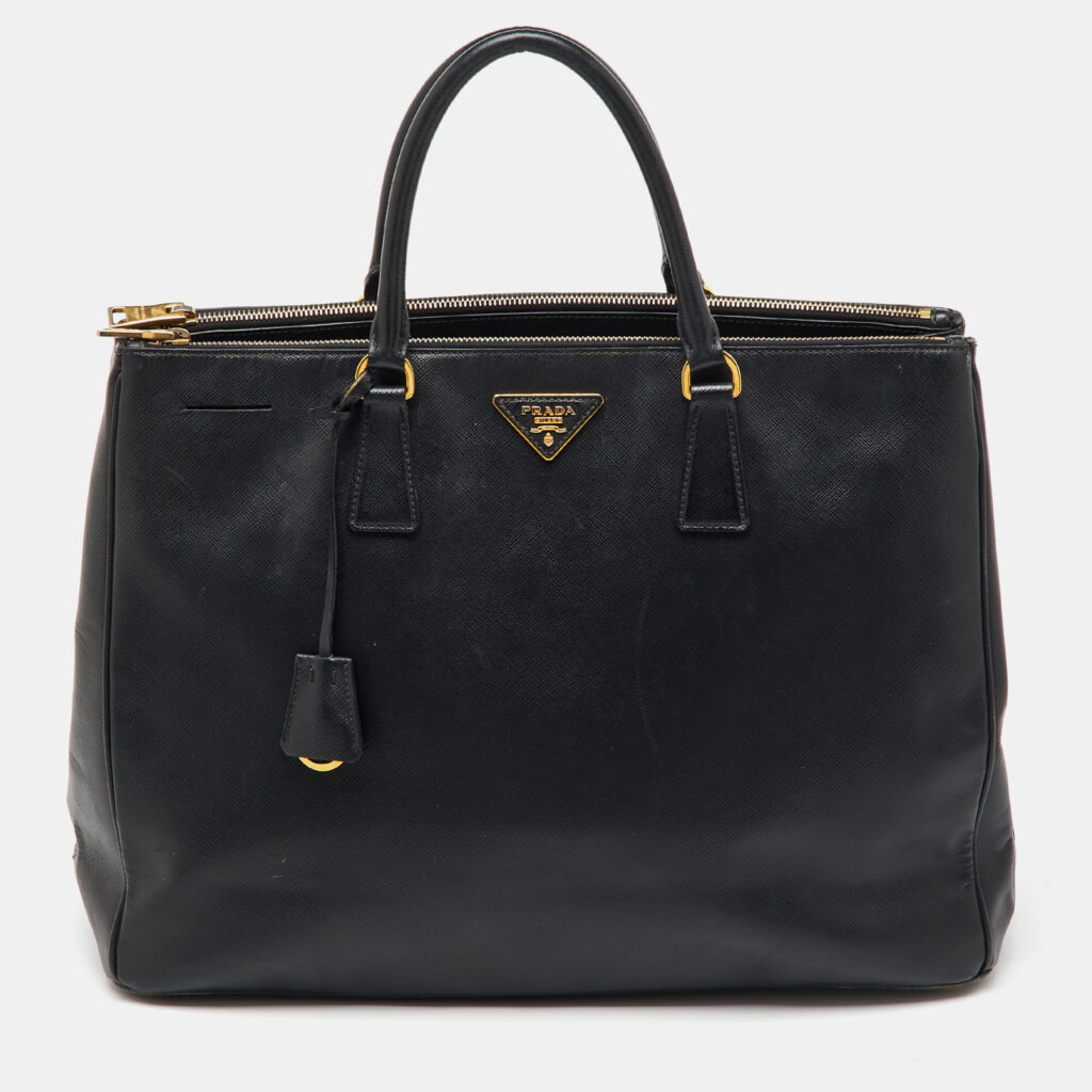Prada Black Saffiano Lux Leather Extra Large Double Zip Galleria Tote Prada Black Saffiano Lux Leather Extra Large Double Zip Galleria Tote