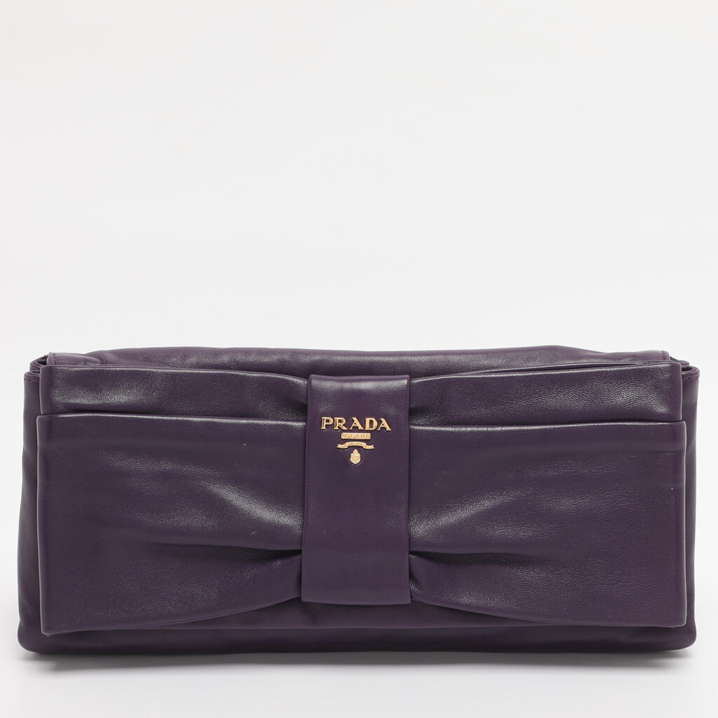 Prada Purple Leather Bow Clutch Prada Purple Leather Bow Clutch