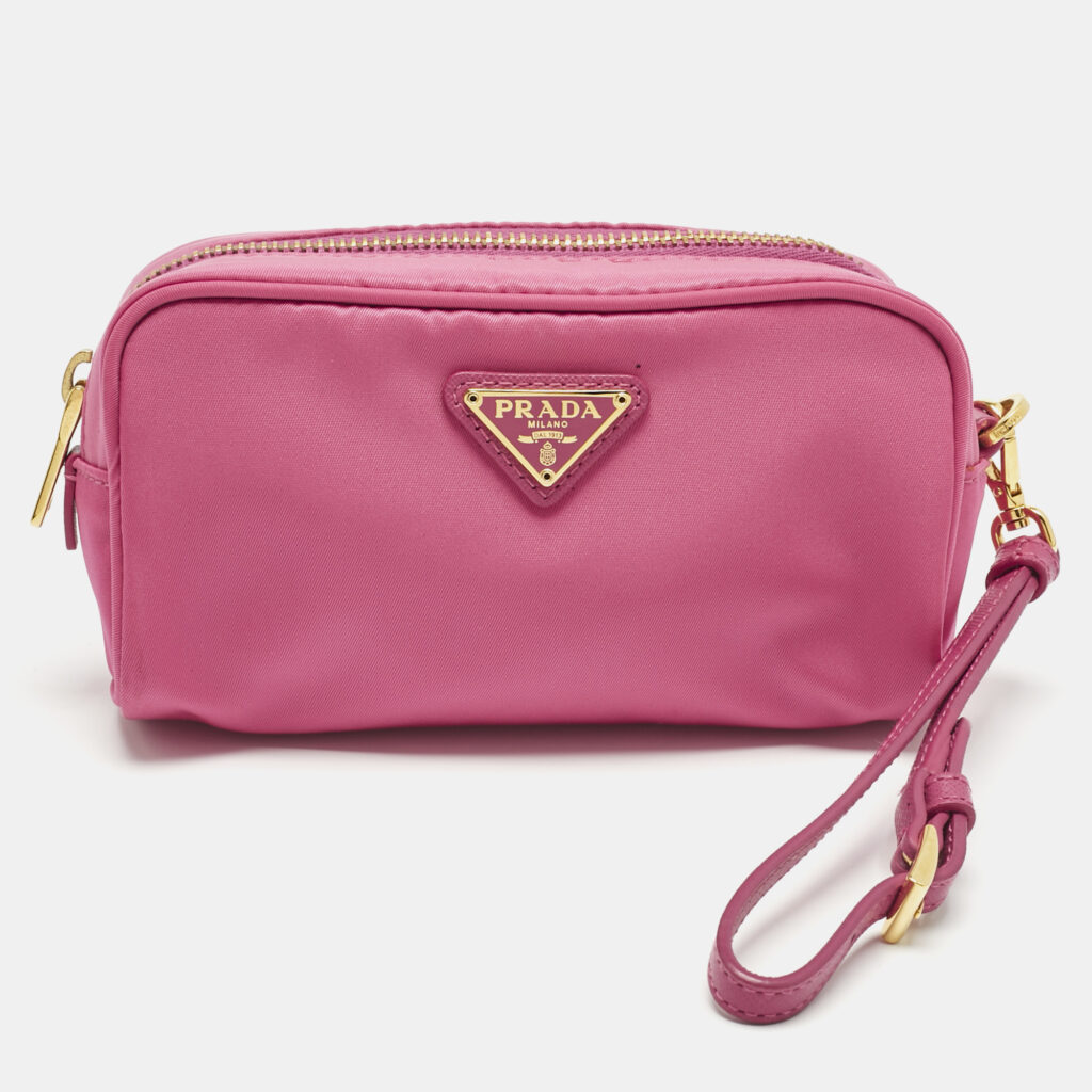Prada Pink Re-Nylon Small Wristlet Pouch Prada Pink Re-Nylon Small Wristlet Pouch