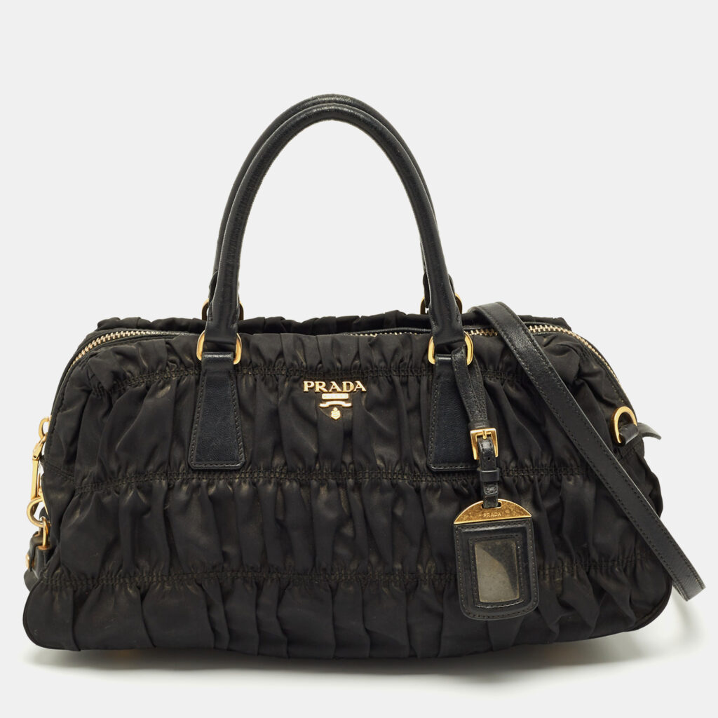 Prada Black Leather and Nylon Gaufre Satchel Prada Black Leather and Nylon Gaufre Satchel