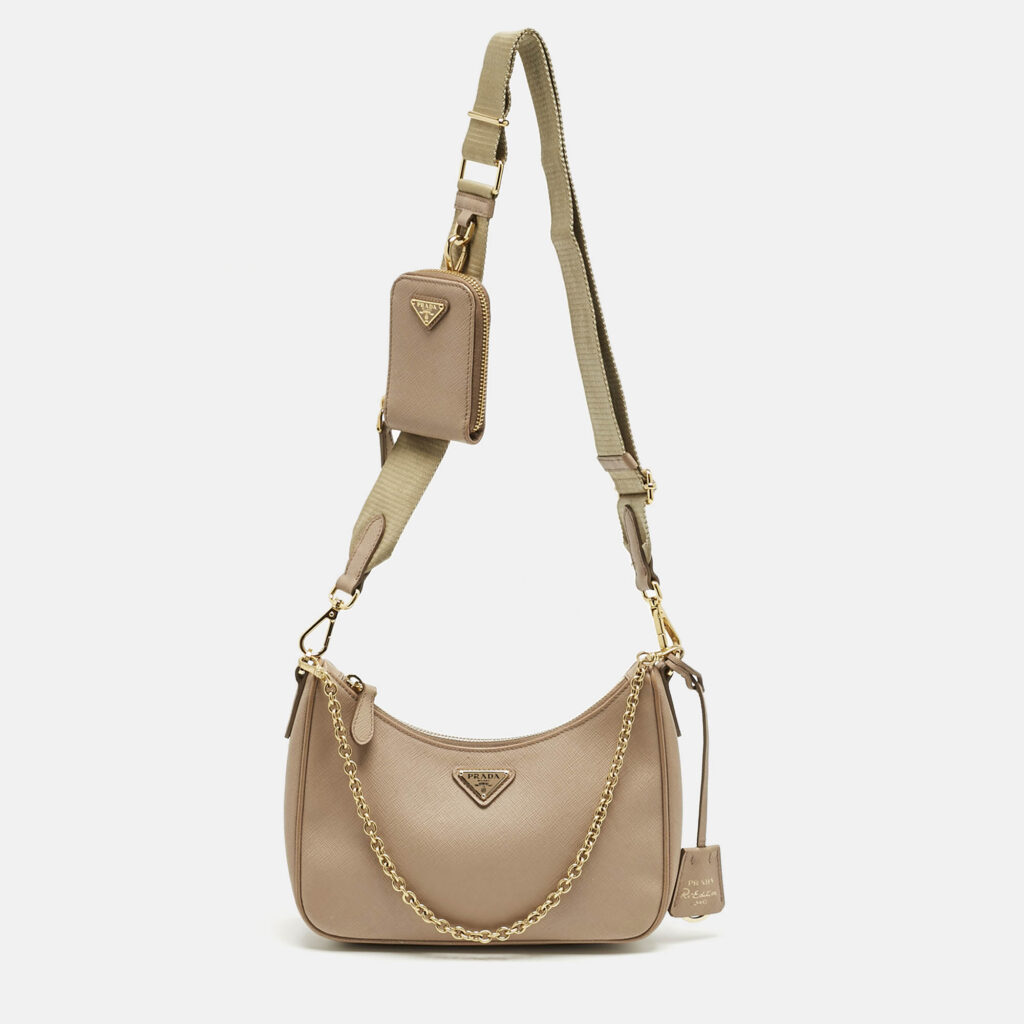 luxury-women-prada-used-handbags-p1217639-012-1.jpg Prada Beige Saffiano Lux Leather Re-Edition 2005 Shoulder Bag
