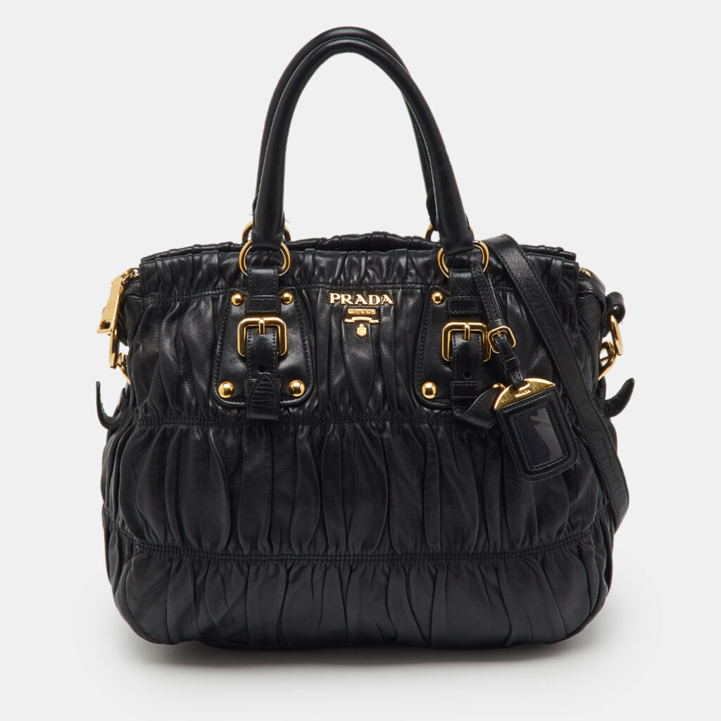 Prada Black Nappa Leather Gaufre Tote Prada Black Nappa Leather Gaufre Tote