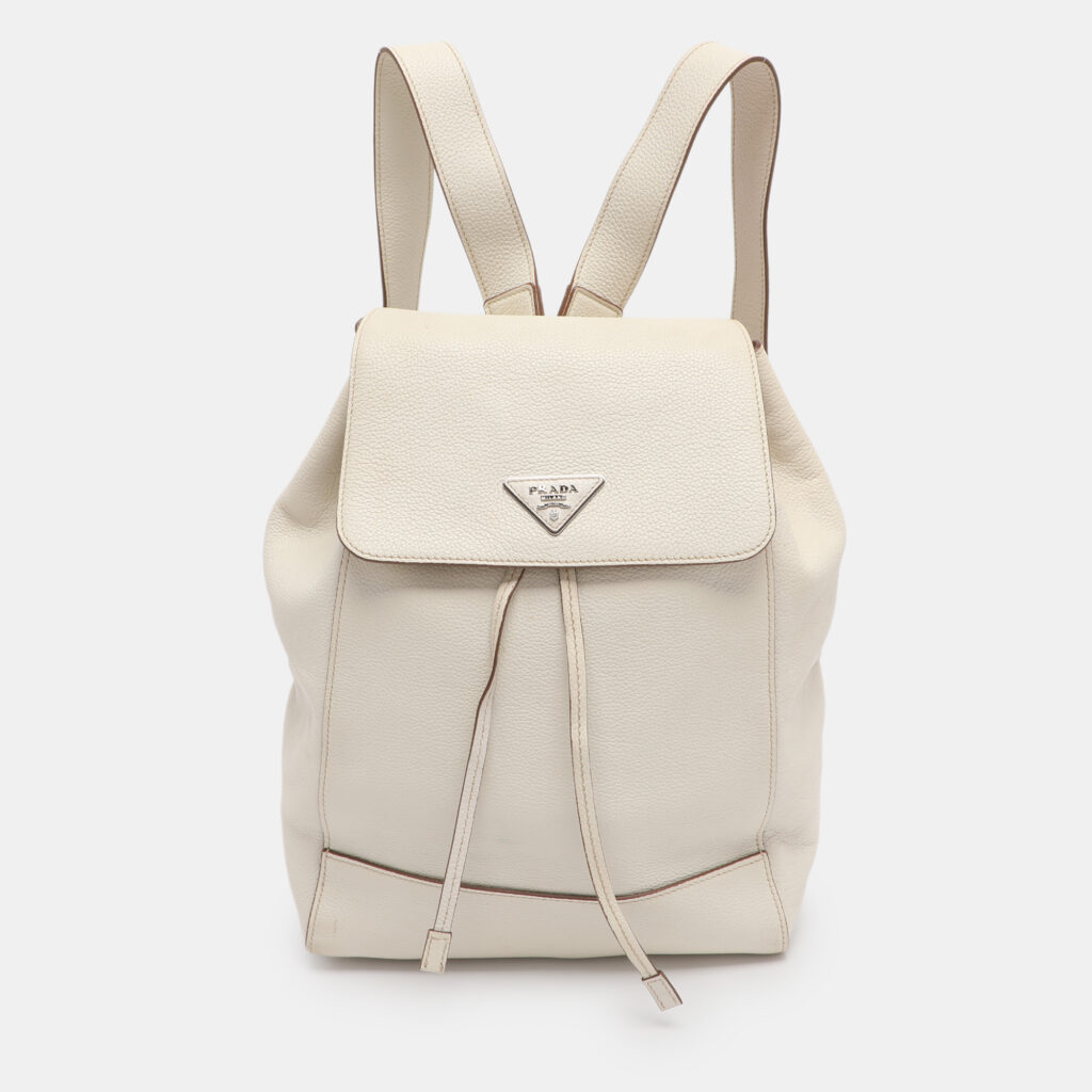 Prada Cream Leather Drawstring Backpack Prada Cream Leather Drawstring Backpack