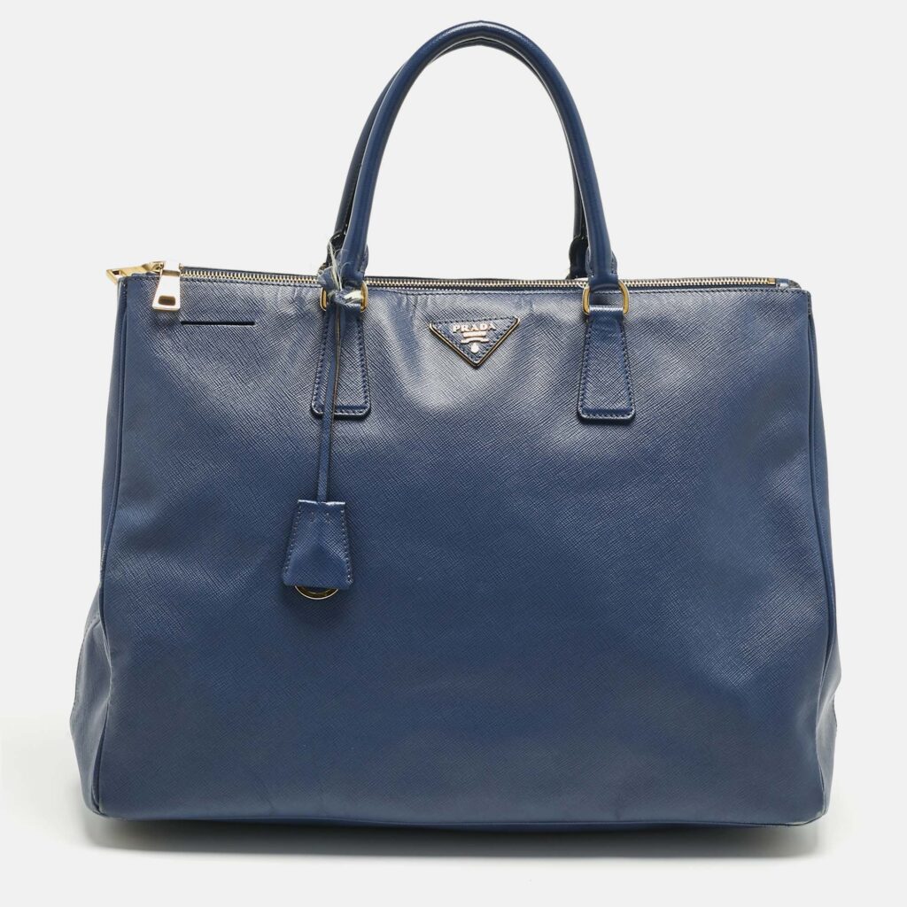 Prada Navy Blue Saffiano Leather Executive Double Zip Tote Prada Navy Blue Saffiano Leather Executive Double Zip Tote