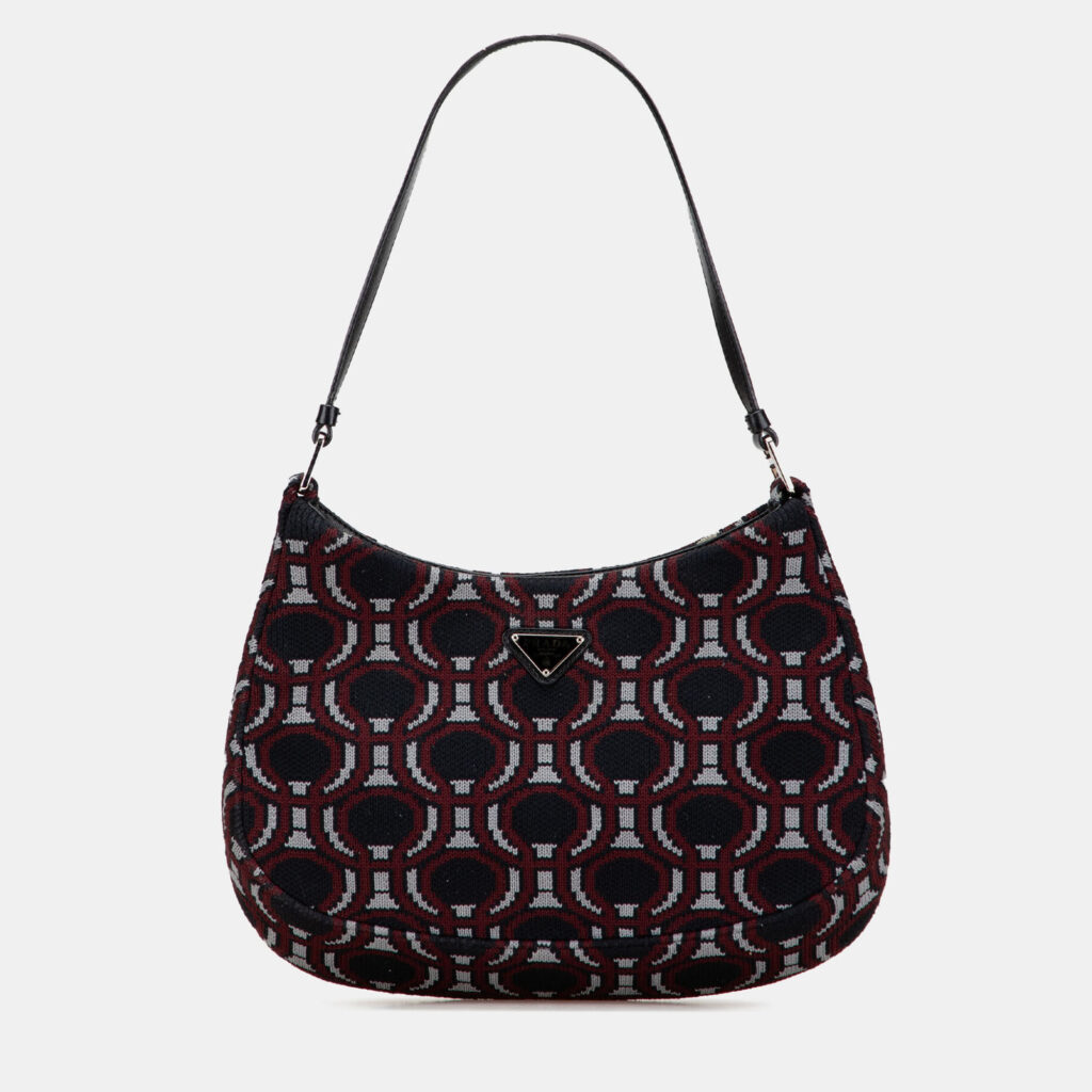 Prada Black Jacquard Knit Cleo Shoulder Bag Prada Black Jacquard Knit Cleo Shoulder Bag