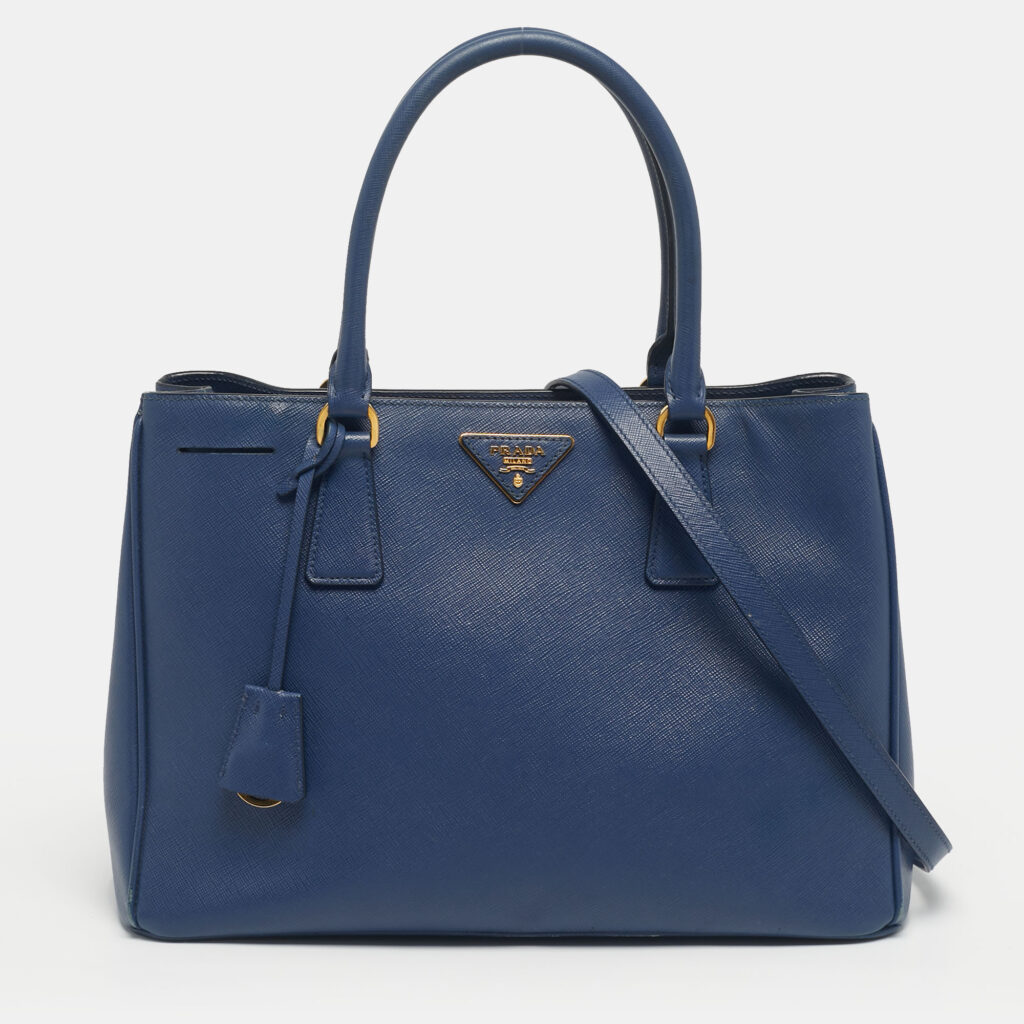 Prada Navy Blue Saffiano Lux Leather Small Middle Zip Tote Prada Navy Blue Saffiano Lux Leather Small Middle Zip Tote