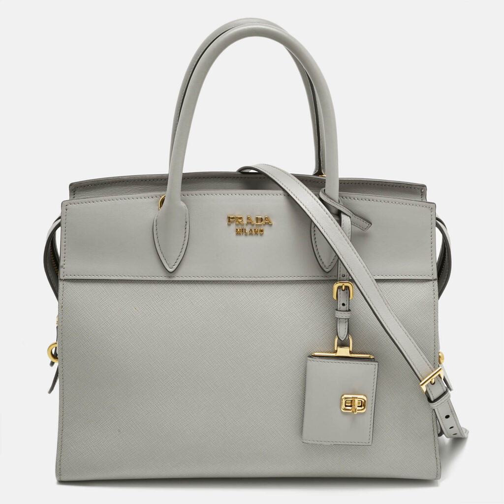 Prada Grey Saffiano and City Leather Paradigme Tote Prada Grey Saffiano and City Leather Paradigme Tote