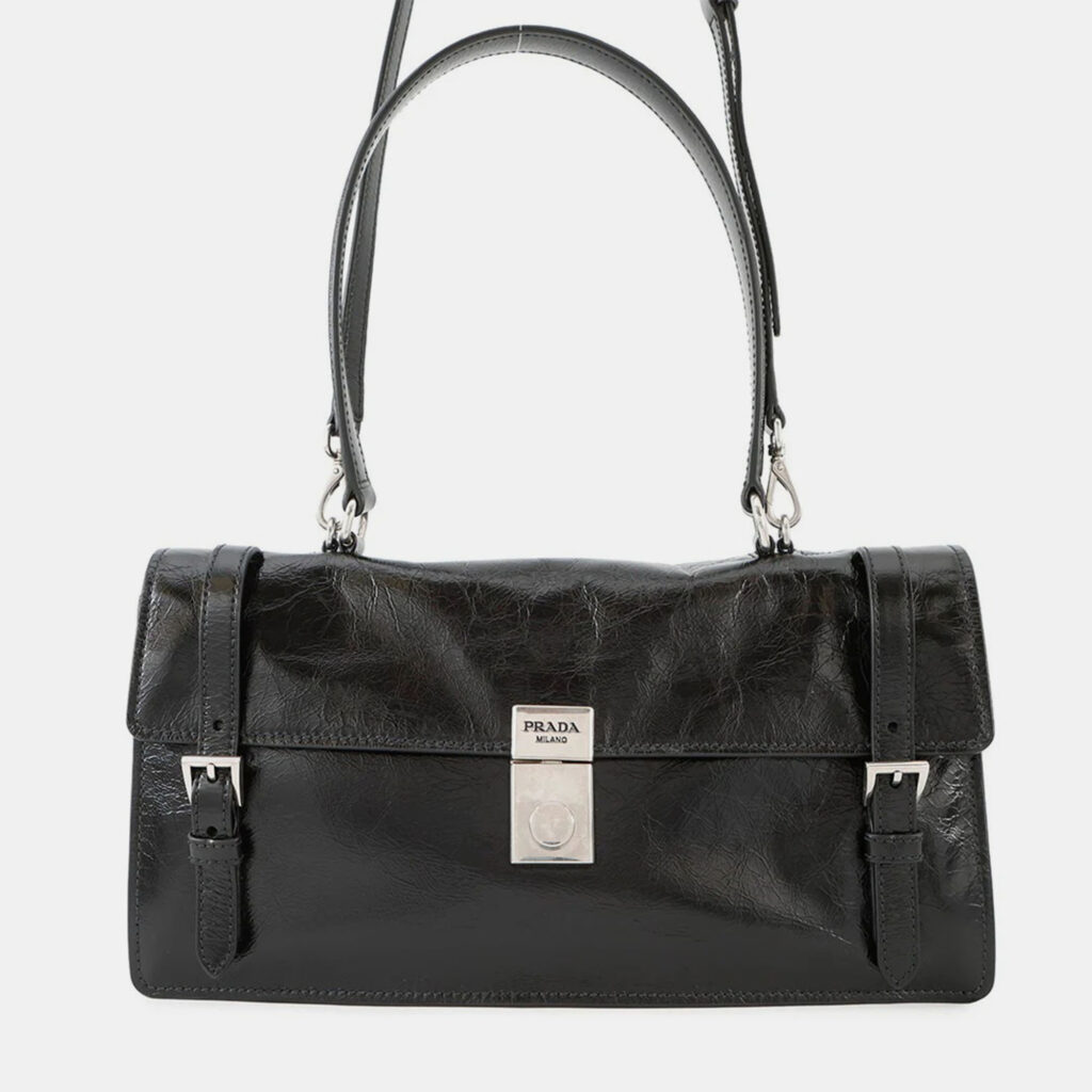 Prada 2025Ss 2Way Shoulder Bag Black Leather Size Medium Prada 2025Ss 2Way Shoulder Bag Black Leather Size Medium