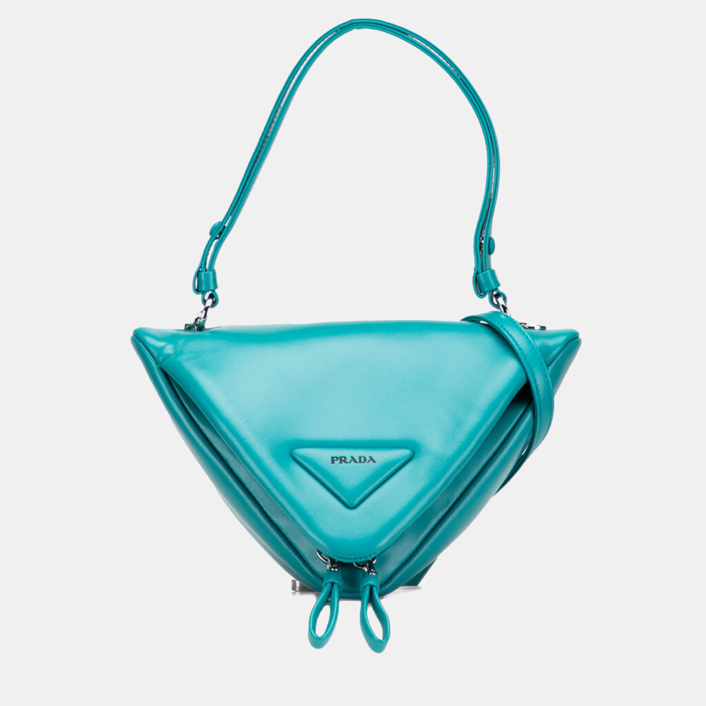 luxury-women-prada-used-handbags-p1224536-006.jpg Prada Blue Nappa Padded Signaux Triangle Satchel