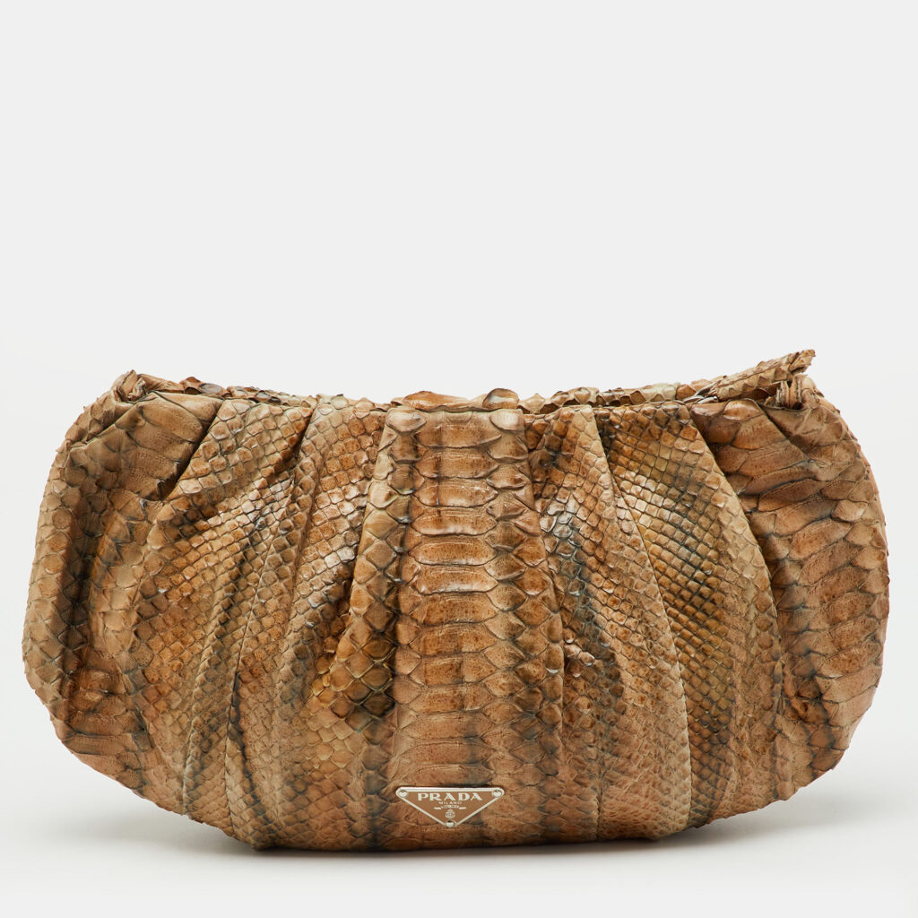 luxury-women-prada-used-handbags-p1224824-013-1.jpg Prada Brown/Grey Python Zip Clutch