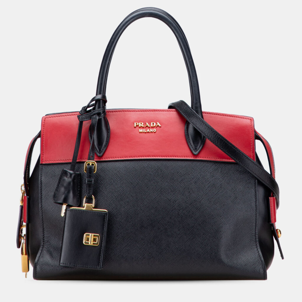 Prada Black Saffiano and City Calf Esplanade Satchel
