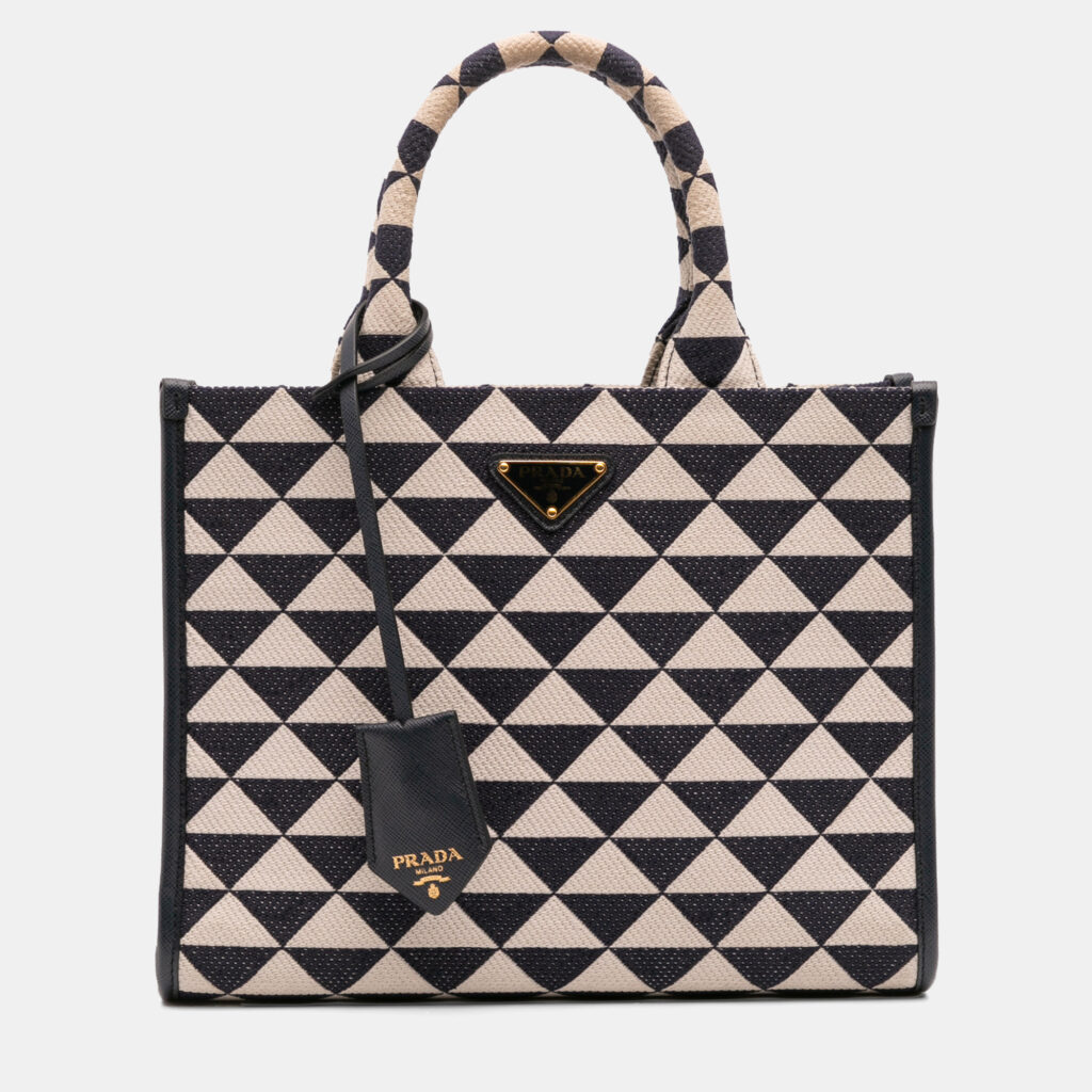 Prada Blue Small Canvas Symbole Triangolo Satchel Prada Blue Small Canvas Symbole Triangolo Satchel