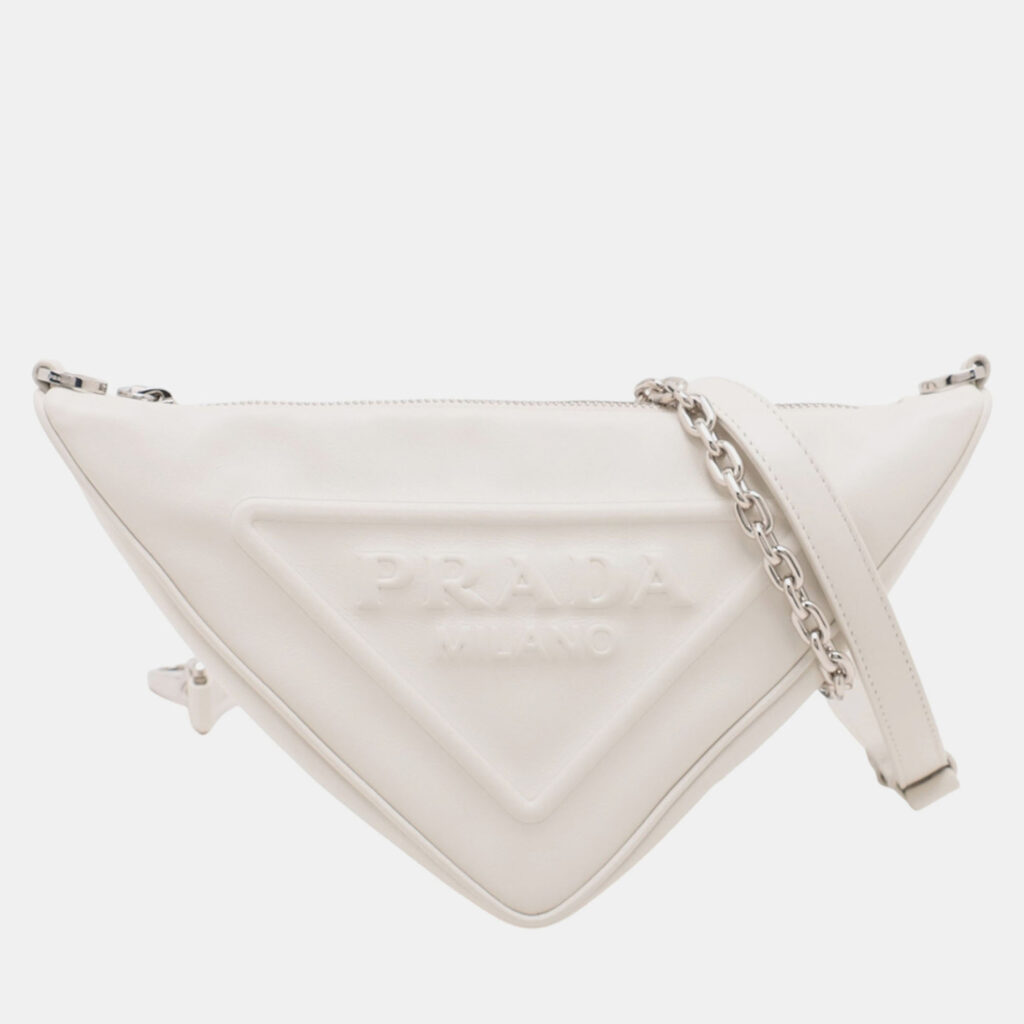 Prada White Grace Lux Triangle Crossbody Prada White Grace Lux Triangle Crossbody