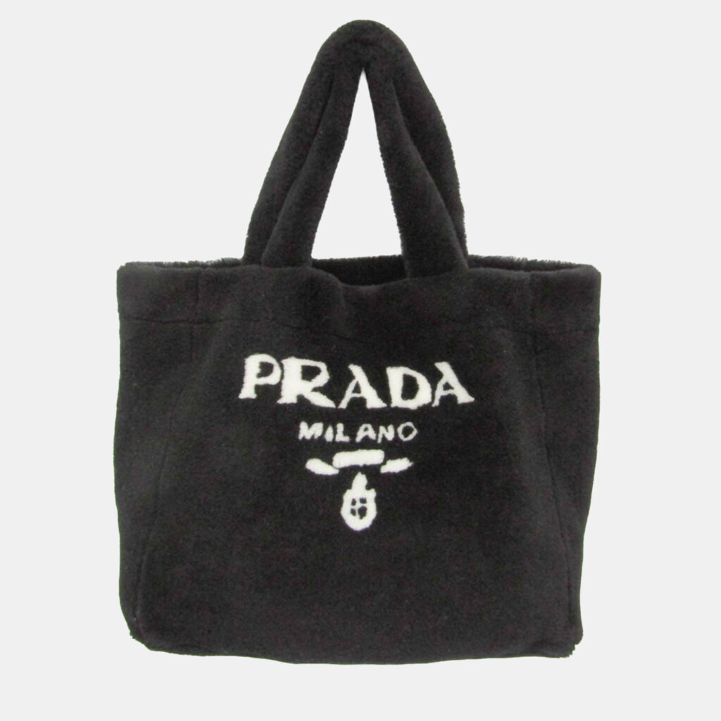 Prada Montone Fur Tote Bag Black