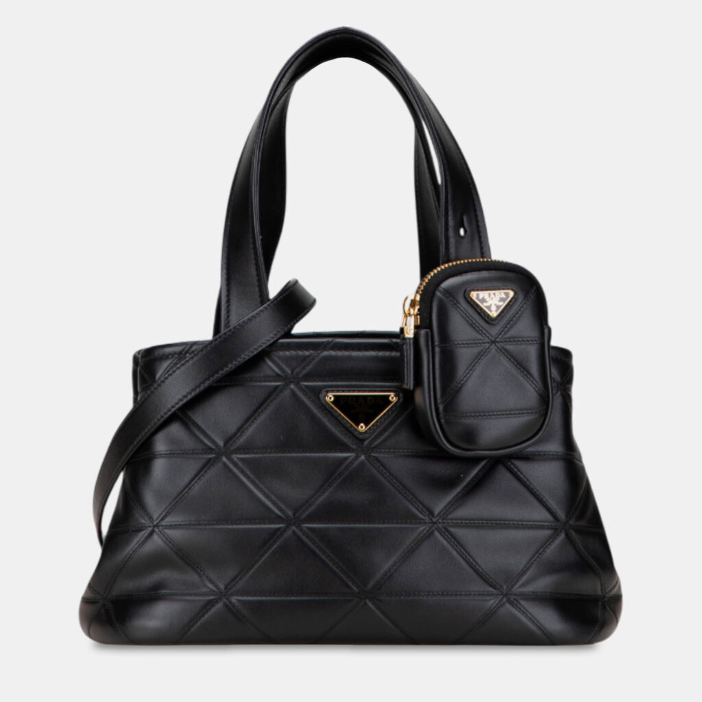 Prada Black Small Quilted Lambskin Satchel