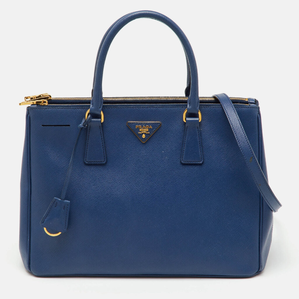 Prada Navy Blue Saffiano Lux Leather Medium Galleria Double Zip Tote Prada Navy Blue Saffiano Lux Leather Medium Galleria Double Zip Tote
