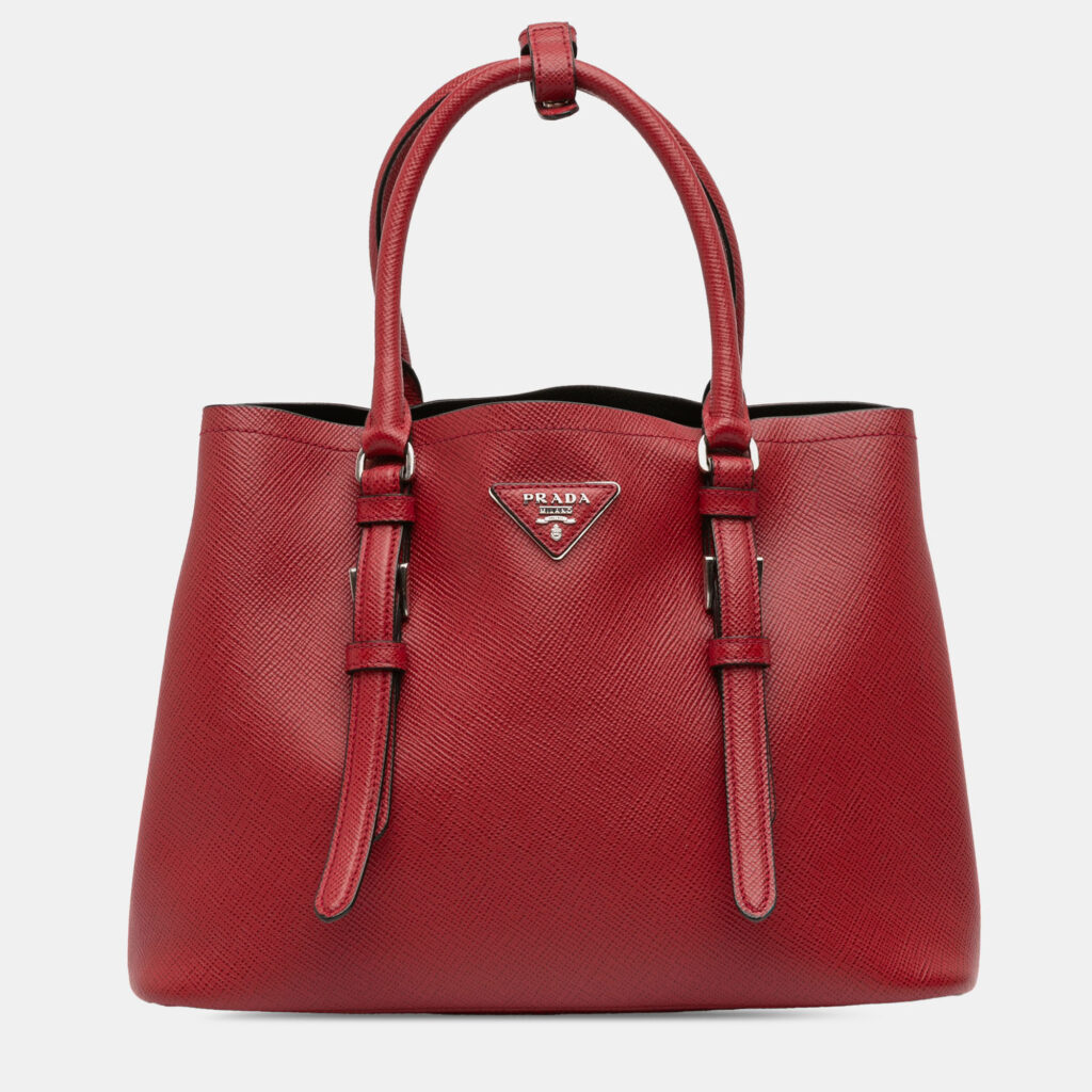 Prada Red Small Saffiano Cuir Double Handle Satchel Prada Red Small Saffiano Cuir Double Handle Satchel