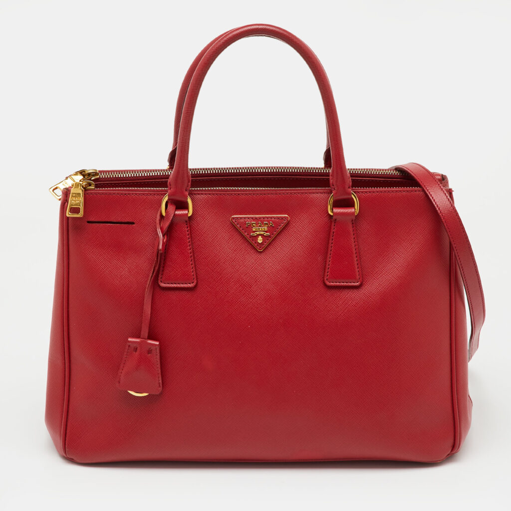 Prada Red Saffiano Lux Leather Medium Galleria Double Zip Tote Prada Red Saffiano Lux Leather Medium Galleria Double Zip Tote