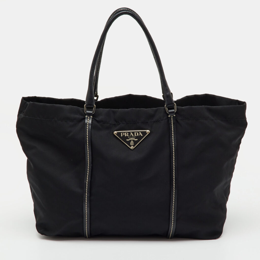 Prada Black Leather and Re-Nylon Tote Prada Black Leather and Re-Nylon Tote