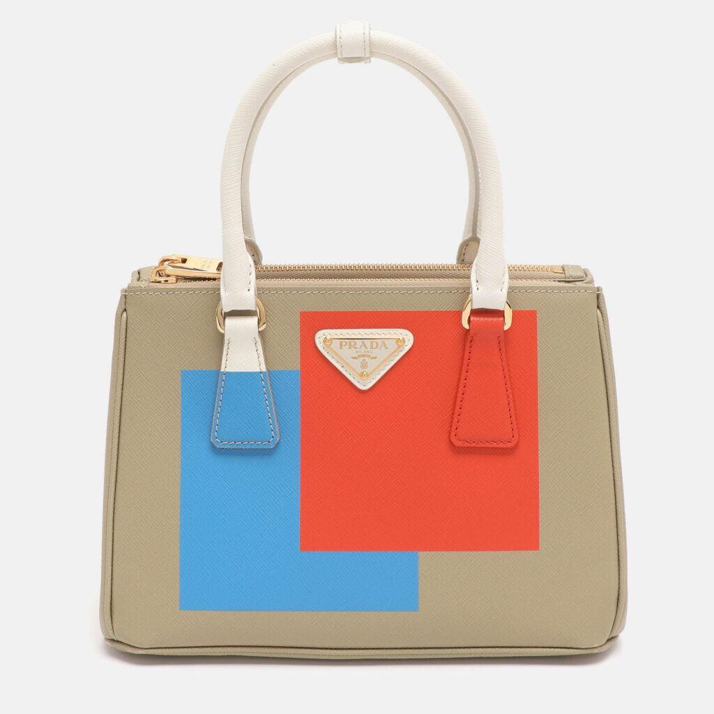 Prada Multicolor Saffiano Print Leather Small Double Zip Tote Prada Multicolor Saffiano Print Leather Small Double Zip Tote