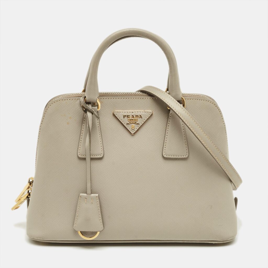 Prada Beige Saffiano Leather Small Promenade Satchel
